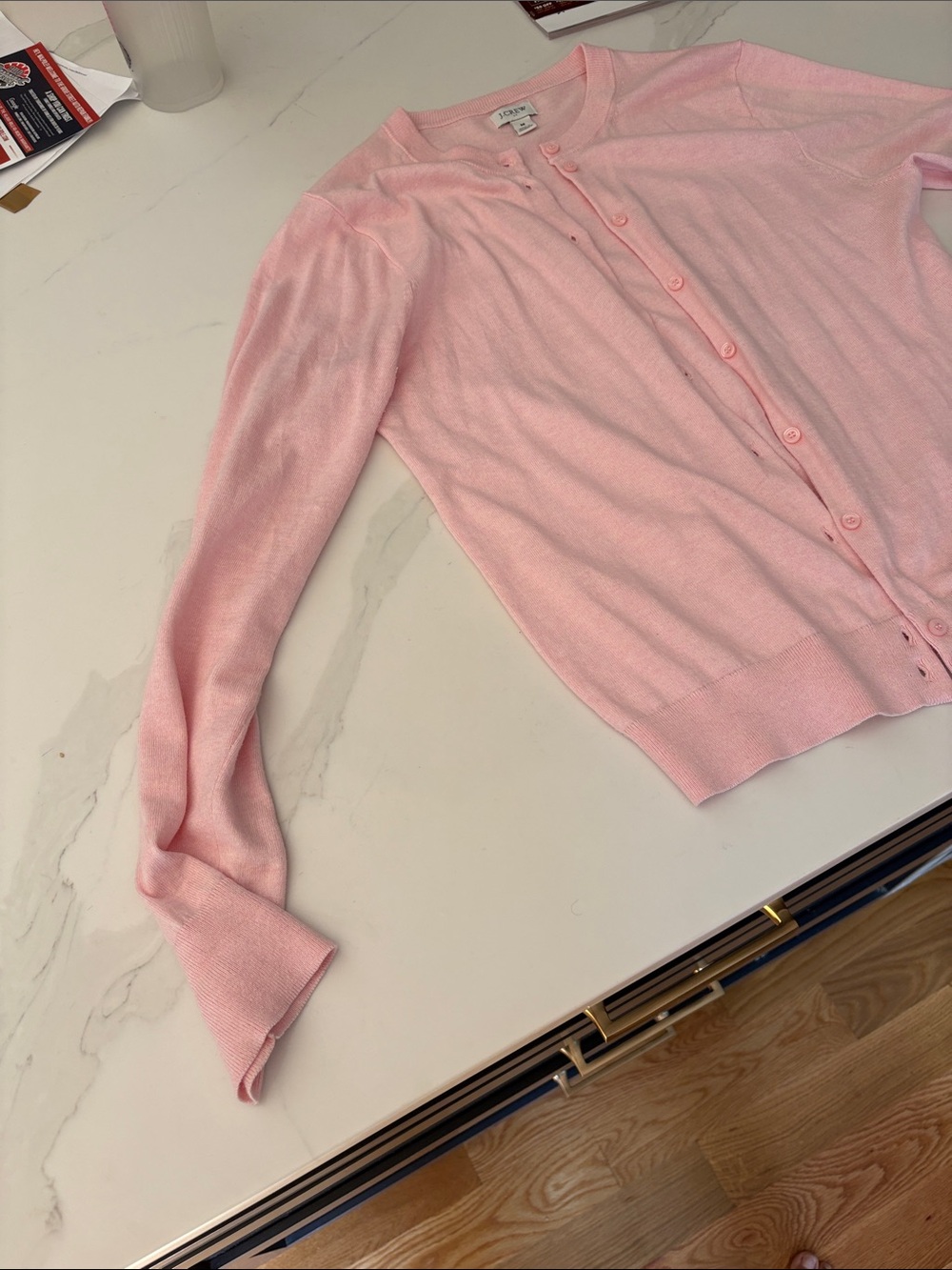 J. Crew Light Pink Button-Up Crewneck Cardigan - Picture 2 of 4